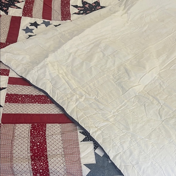 PIECED QUILT Patriotic Patchwork Quilt Sawtooth Stars AMERICANA - Picture 8 of 13